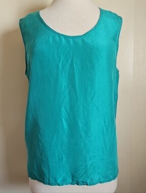 Lady Foot Locker Silk Sleeveless Teal Tank Top Size XL